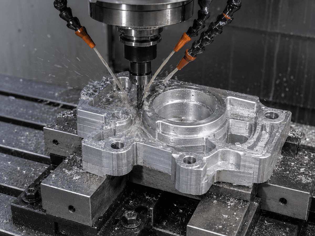 CNC Machine Cutting Metal Part