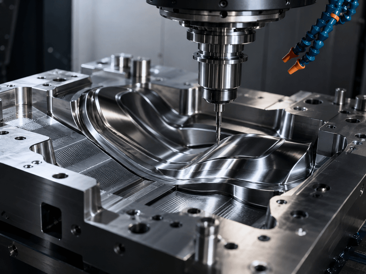 CNC mill machining a precision metal part